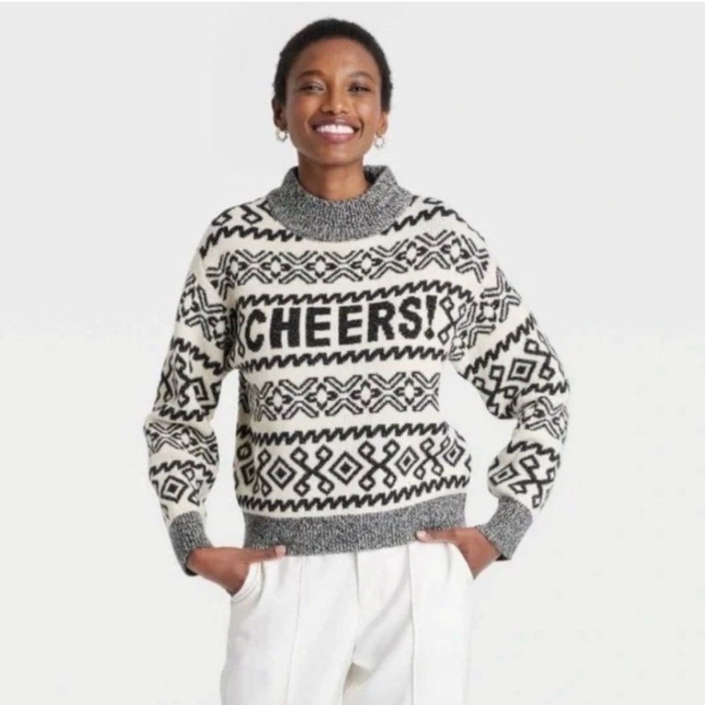 a new day Black and White Graphic Sweater